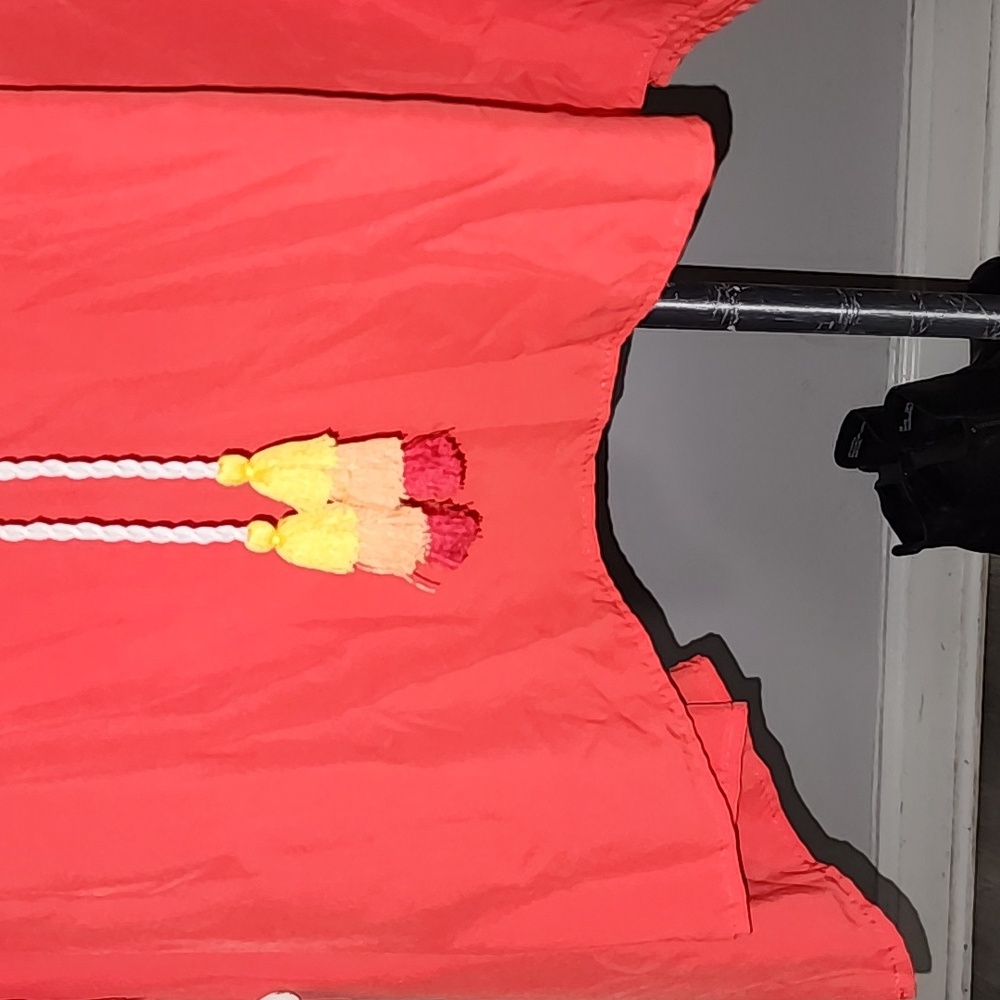 Vibrant Red Swim Coverup with Tassel Accents - Picture 7 of 9